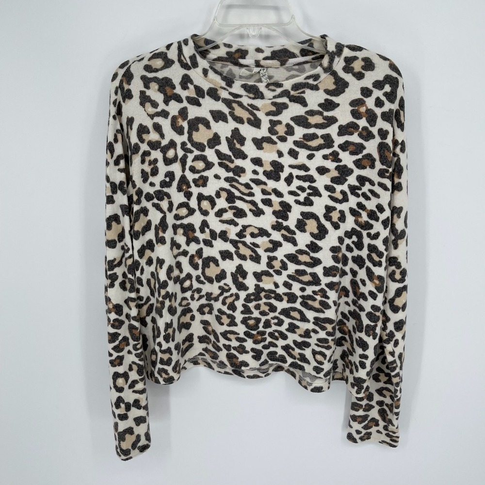 Mudd Women's Multicolor‎ Leopard Print Long Sleeve Knit Top Size Small